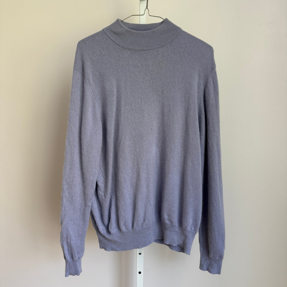 Charter Club‎ Cashmere Office Siren Academia Preppy Mock Neck Sweater XL Purple